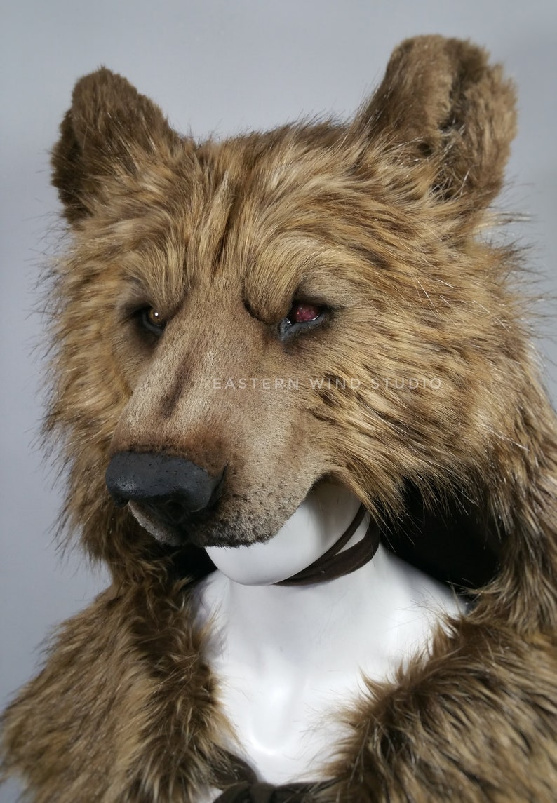 Brown bear headdress Animal friendly synthetic bear skin Etsy