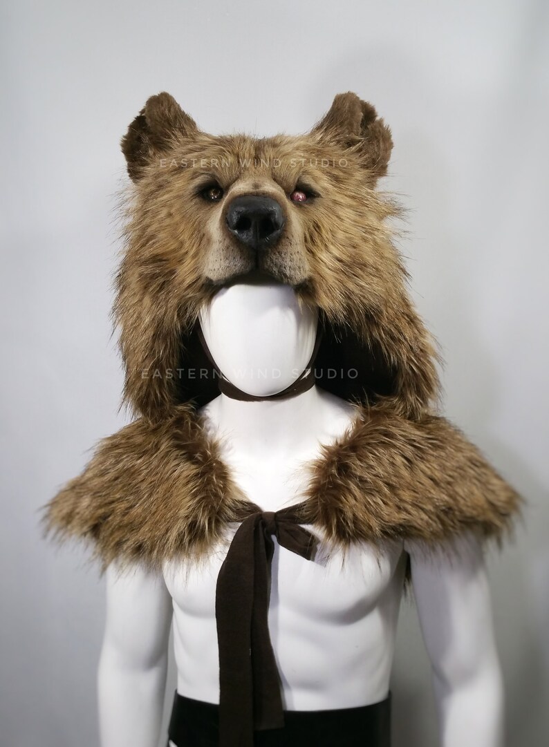 Brown bear headdress Animal friendly synthetic bear skin Etsy