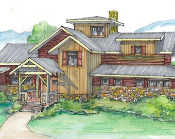 Planos de casas con estructura de madera en West Fork: Diseño contemporáneo (Descarga digital)