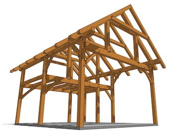 Plano de estructura de madera de 20x24 con loft