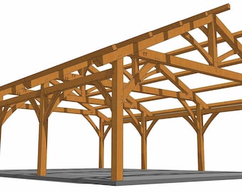 Cochera con estructura de madera de 26 × 36