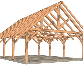 Pabellón con estructura de madera de 26×36