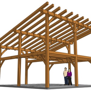 May include: A wooden frame structure with a gabled roof and a second level platform. The frame is made of natural wood beams and is supported by four posts.
