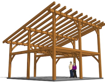 Plano de techo tipo cobertizo de 24 × 24 con altillo