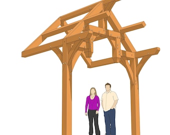 Plano de porche de entrada con viga de martillo de 10 × 8