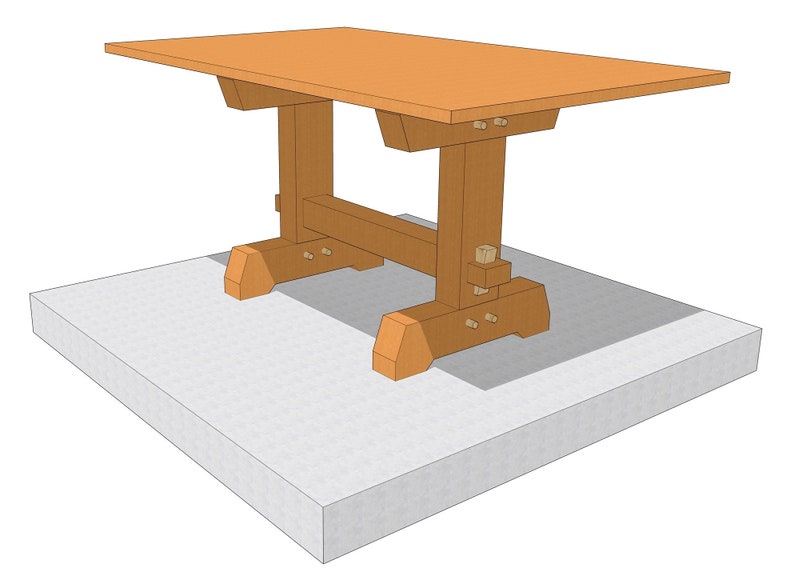 Timber Frame Dining Table Plan Etsy