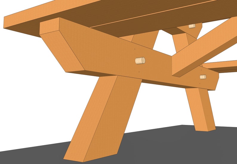 Timber Frame Picnic Table Plan Etsy