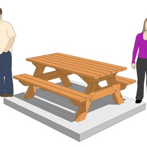 May include: A wooden picnic table with two benches. The table is made of natural wood and has a light brown finish. The benches are also made of wood and have a light brown finish.