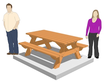 Plano de mesa de picnic con estructura de madera