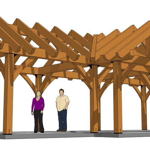 Three Gable Post and Beam Pavilion Plan Etsy