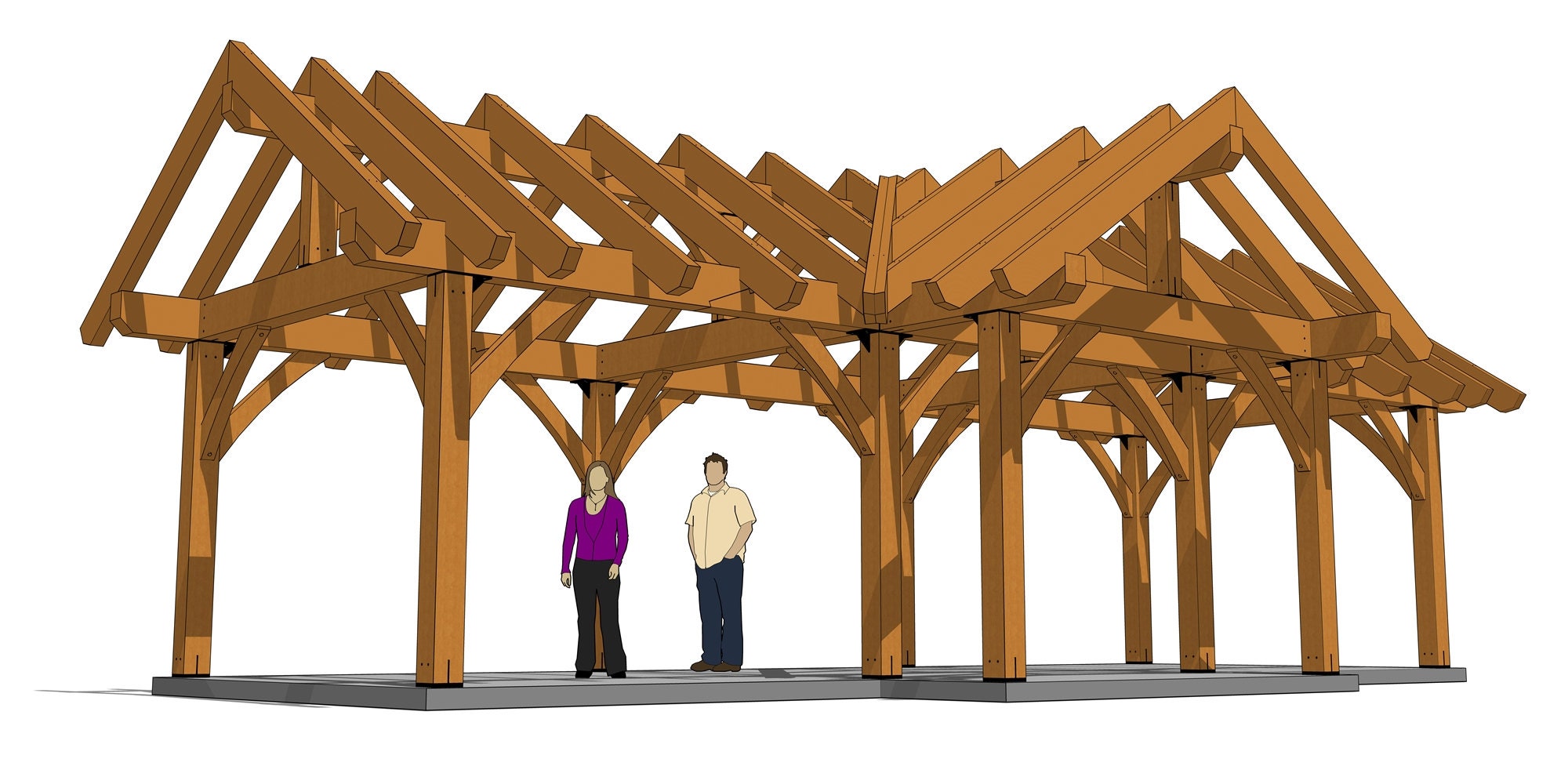 Three Gable Post and Beam Pavilion Plan Etsy Canada