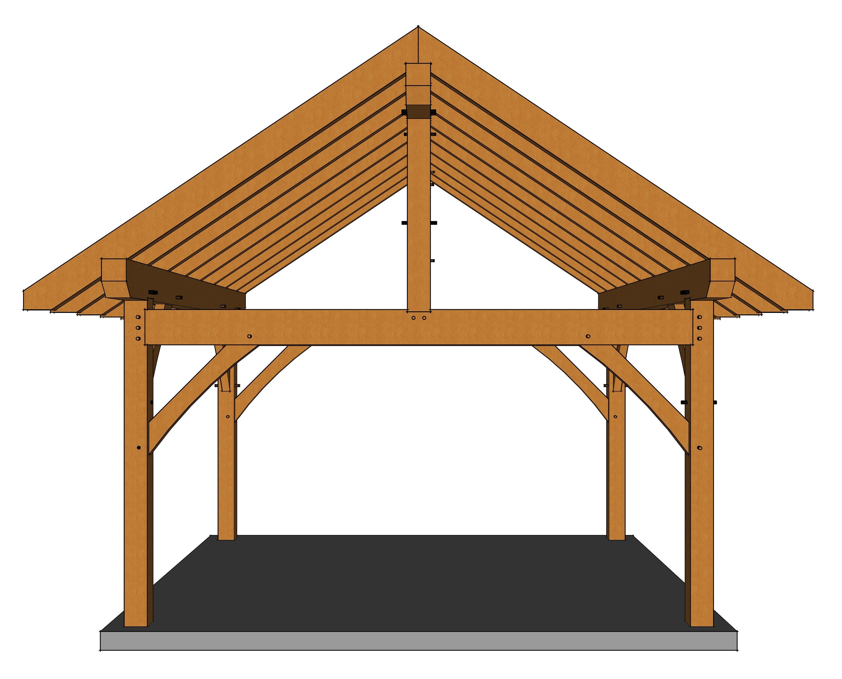 14x16 Post and Beam Plan - Etsy, image size:2678x2159