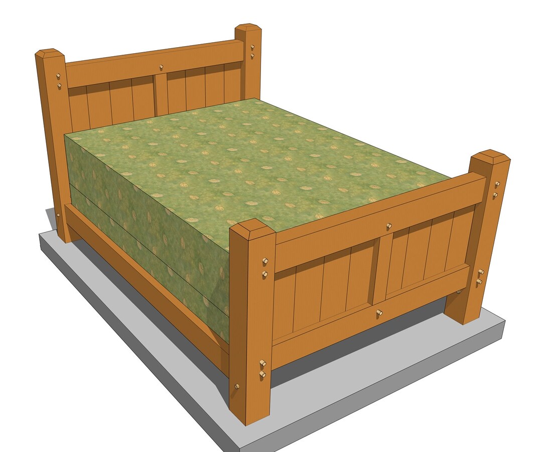 Queen Size Timber Frame Bed Plan (Download Now) Etsy
