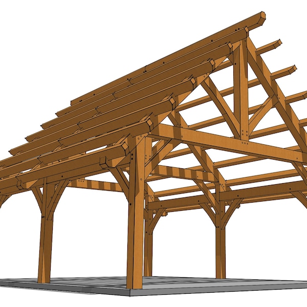 18x24 Timber Foot Timber Frame Pavilion Plan
