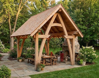 Estructura de madera Cruck de 12×16