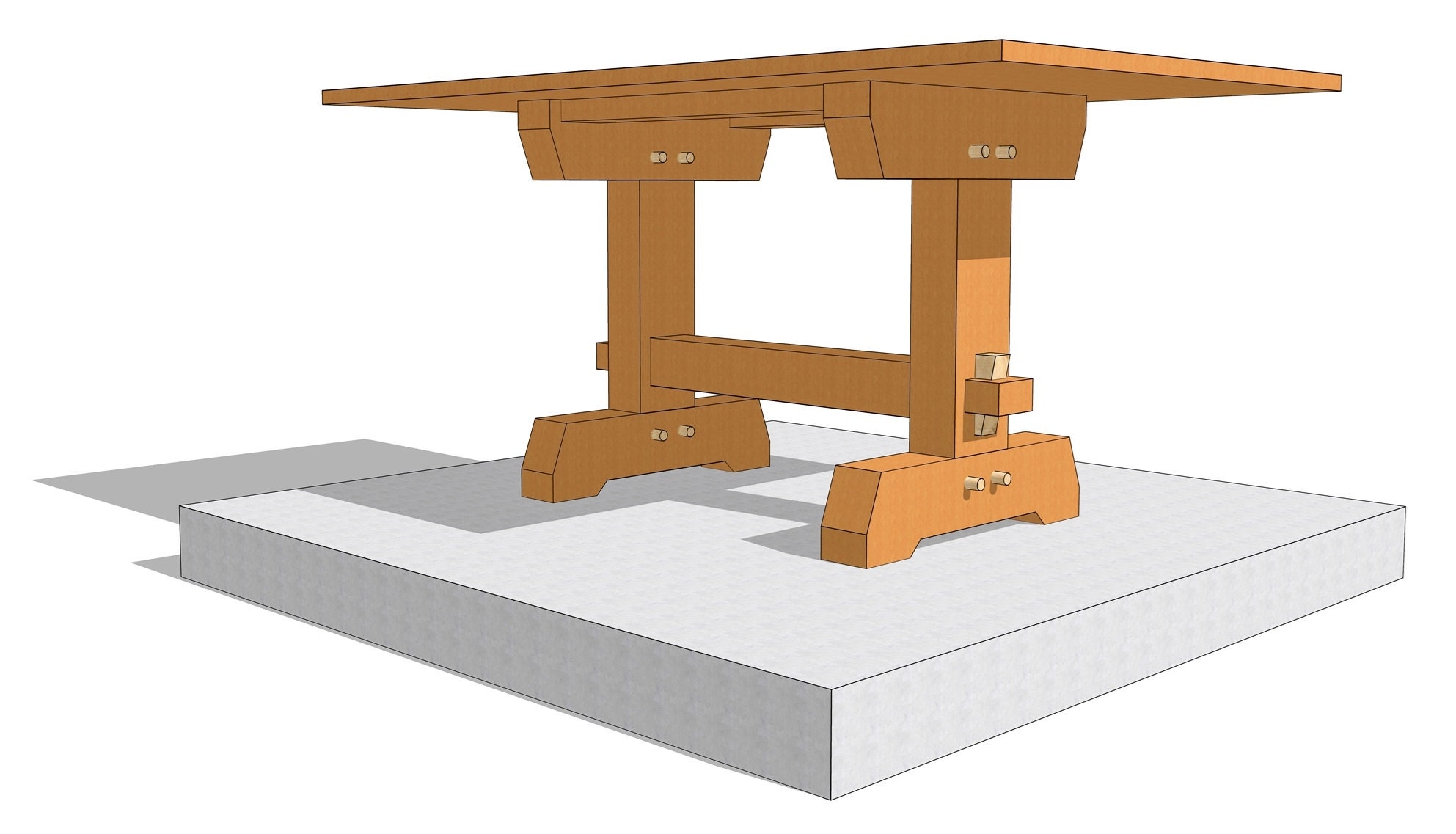Timber Frame Dining Table Plan Etsy