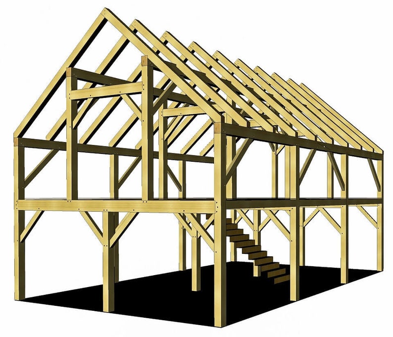 24×36 Heavy Timber Barn Plan shops