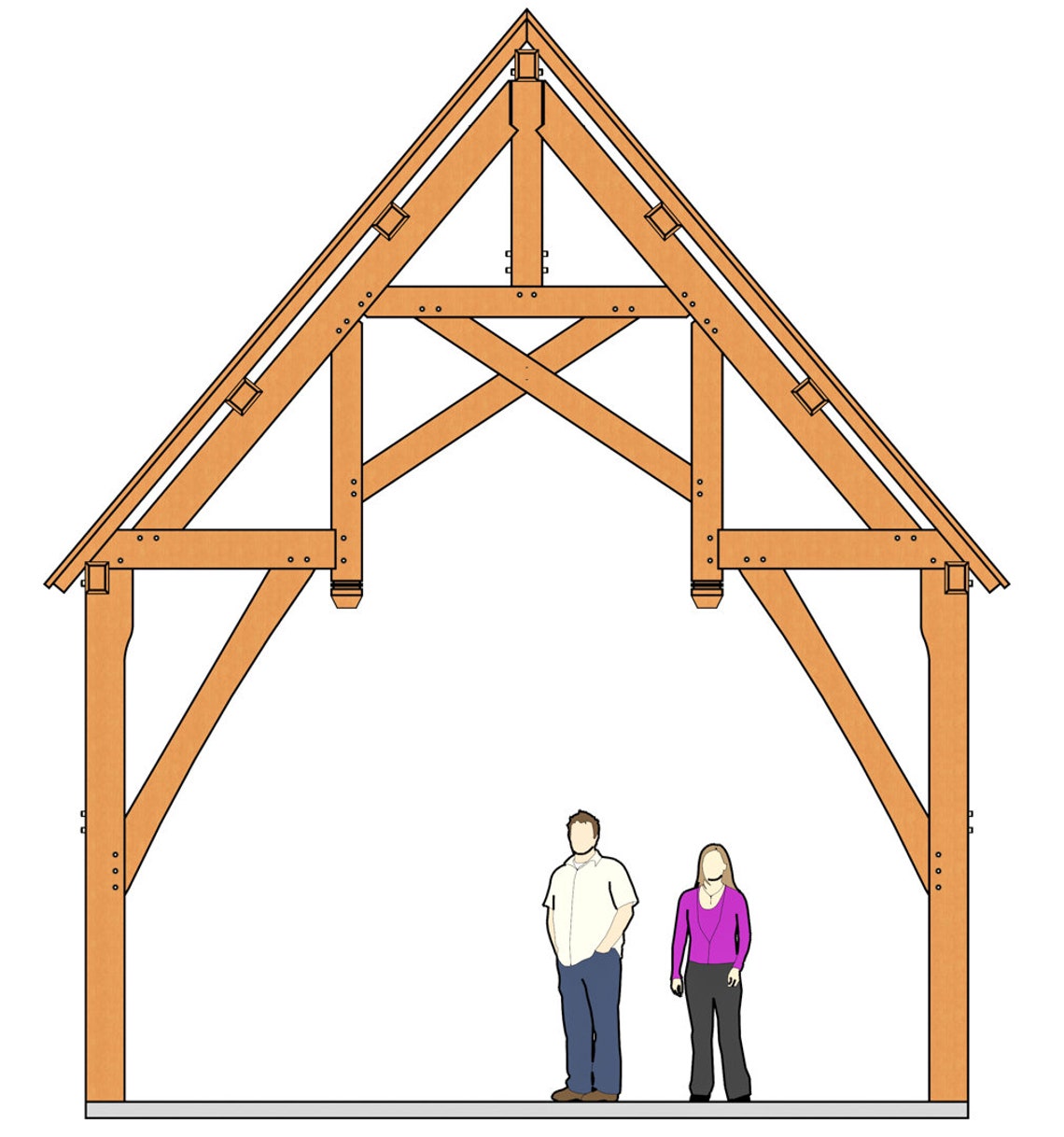 18x24 Hammer Beam Truss Plan Etsy