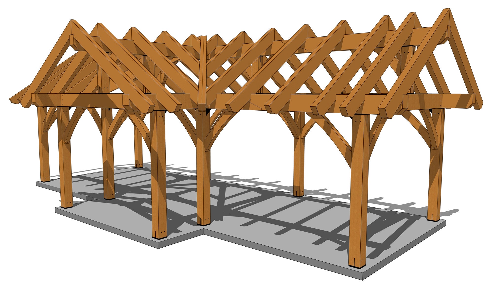 Three Gable Post and Beam Pavilion Plan Etsy Canada
