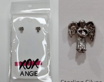 Silver Angel Stud Earrings | Unique Sterling Silver Earrings | Everyday Earrings | Dainty Minimalist Earrings