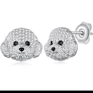 Maltese Dog Stud Earrings