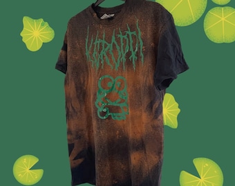 FROG MASCOT ALTERNATIVE Clothing Metal Screamo 90's inspired Bleach Dyed Shirt