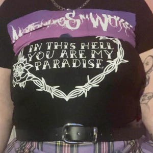 In This Hell You Are My Paradise Barbed Wire And Roses Cropped Vest Top - Alt Fashion Metal Shirt