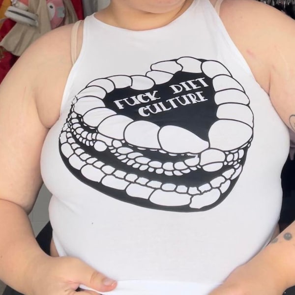 F Diet Culture Cake Cropped Vest Top - Self Love, Body Positivity Lunch Box Cake Shirt