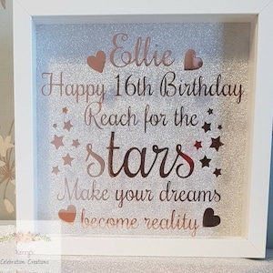 Atteindre le cadre d’anniversaire des étoiles, cadeau d’anniversaire Milestone, 13e anniversaire, 16e anniversaire, 18e anniversaire, 21e anniversaire, doux 16 ans