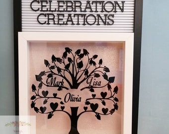 Personalised Family tree frame. Family tree gift, family gift, family frame, family name gift, personalised family gift