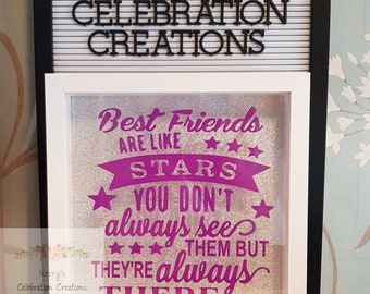 Best friends frame, gift for friend, best friend gift, friends are like stars, you don't always always see them but they're always there