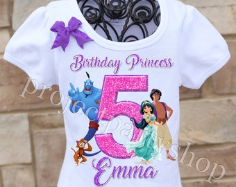 Aladdin Birthday Shirt, Aladdin Birthday Outfit, Aladdin Birthday Party, Jasmine Birthday Party