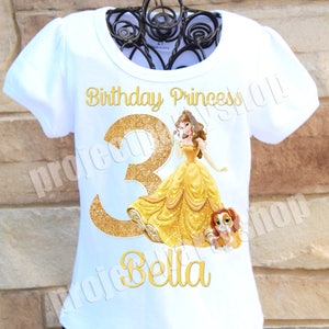 Princess Belle Birthday Shirt, Beauty and the Beast Birthday Shirt, Belle Birthday Shirt Puff Sleeve Tee