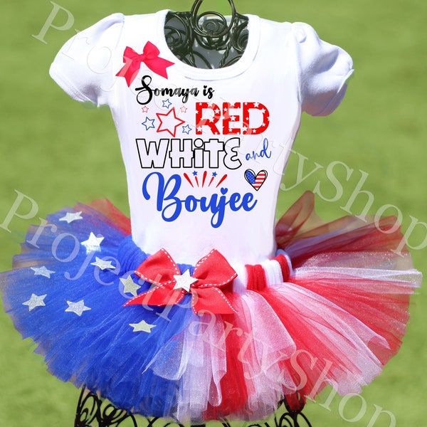 Fourth of July Tutu Outfit, 4th of July Tutu Outfit, Red, White and Booje Tutu outfit