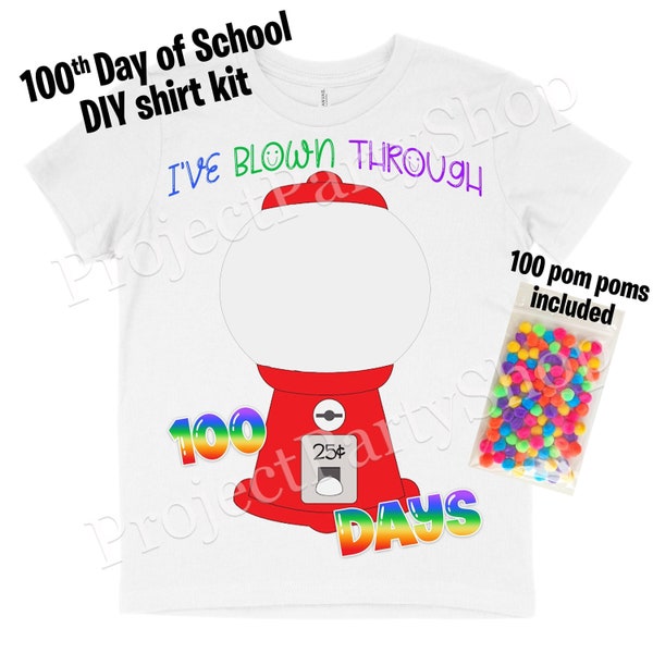 100th Day of School DIY Bubblegum Machine Shirt Kit, 100th Day of School Shirt, Boys 100th Day of School shirt, 100th Day of Kindergarten