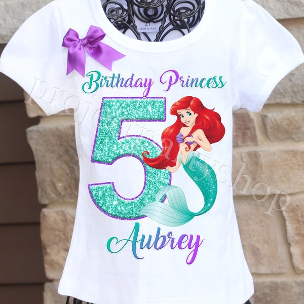 Little Mermaid Birthday Shirt, Princess Ariel Birthday Shirt, Ariel Birthday Shirt