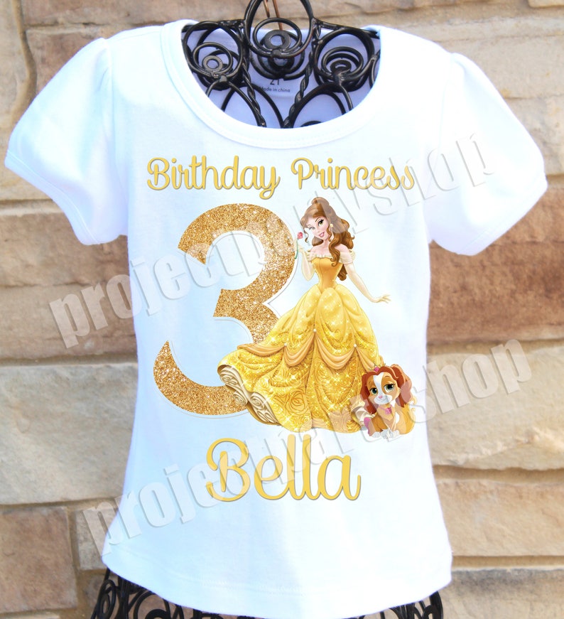 Princess Belle Birthday Shirt, Beauty and the Beast Birthday Shirt, Belle Birthday Shirt Puff Sleeve Tee