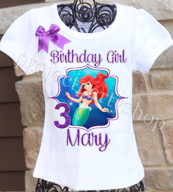 Kleding Meisjeskleding Tops & T-shirts T-shirts T-shirts met print Prinses Ariel Verjaardagsshirt 