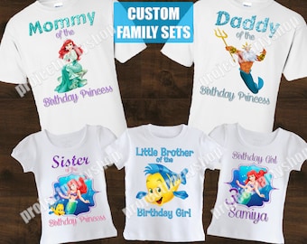 Little Mermaid Family Birthday Shirts 
