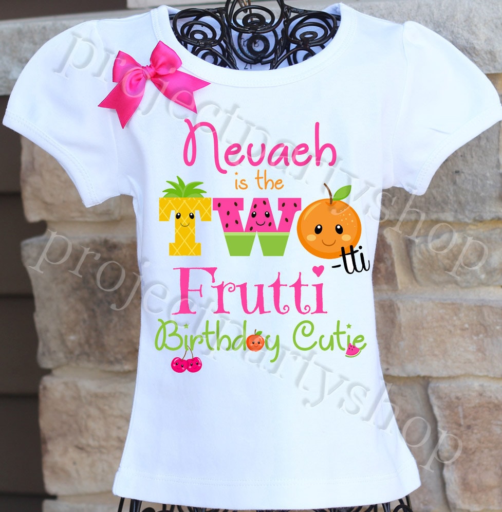 Twotti Frutti Party Shirt Kleding Meisjeskleding Tops & T-shirts T-shirts Fruit Birthday Shirt CUSTOM AGE Tutti Frutti Birthday Shirt 