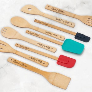 Custom Utensils Personalized Engraved Utensils | Housewarming Gift, Mother’s Day, Wedding, Christmas, Anniversary Gift, Bakery | Set of 9