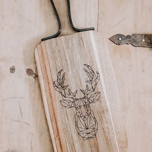 Laser Engraved Personalized Acacia and Metal Industrial Cutting Board for Holiday Gift, Wedding Gift, Newlywed Present, Custom Name