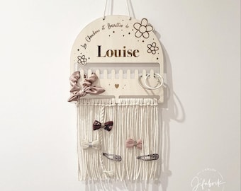 Support personnalisé Chouchous et Barrettes / Motif fleurs / Rangement de pinces à cheveux