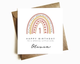 Personalised Children's Birthday Card - Rainbow Theme - Family Birthday - First Birthday Gift - 1st Birthday Card - For Child