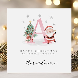 Personalised Children's Christmas Card - Pink Initial - Christmas Card for Girl - Kids Christmas Card - Children's Christmas Gift - For Her