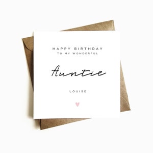 Personalised Birthday Card for Auntie -  Aunty Birthday Card - Birthday Gift For Her - Card For Aunt - For Her