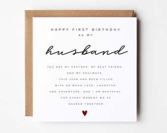 First Birthday as my Husband Card