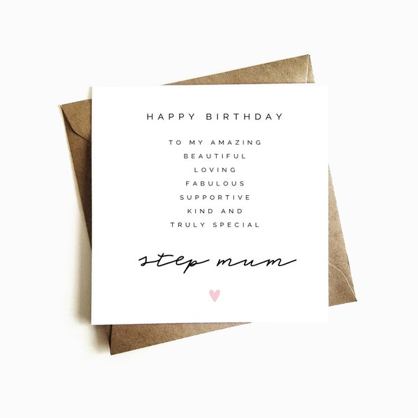 Birthday Card for Step Mum - Happy Birthday  Step Mum-  Step Mum Birthday Card - Birthday Gift For Her - Card For Step Mother - For Her