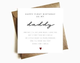 First Birthday as my Daddy Card - First Birthday Card For Daddy - Happy Birthday Daddy - Birthday Dad Gift - From Baby