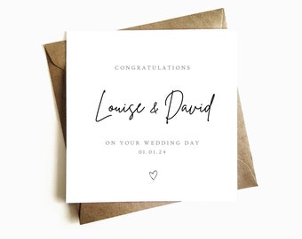 Personalised Wedding Day Card for Couple - Wedding Congratulations Card - Wedding Day Gift - On Your Wedding Day Card - Happy Wedding Day